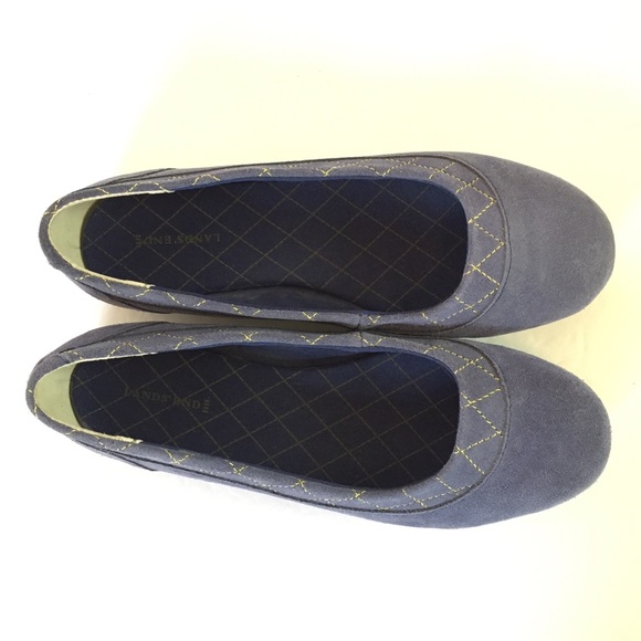 Lands’ End Flats Blue Suede Leather 7 M - Picture 6 of 8